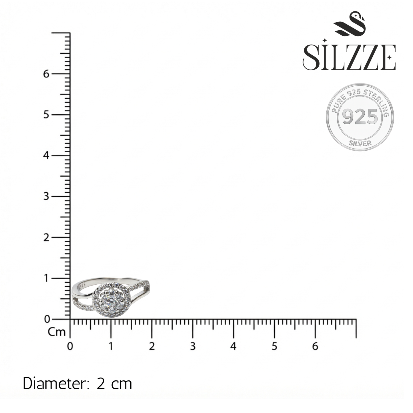 Silver Elegant Split CZ Ring For Her