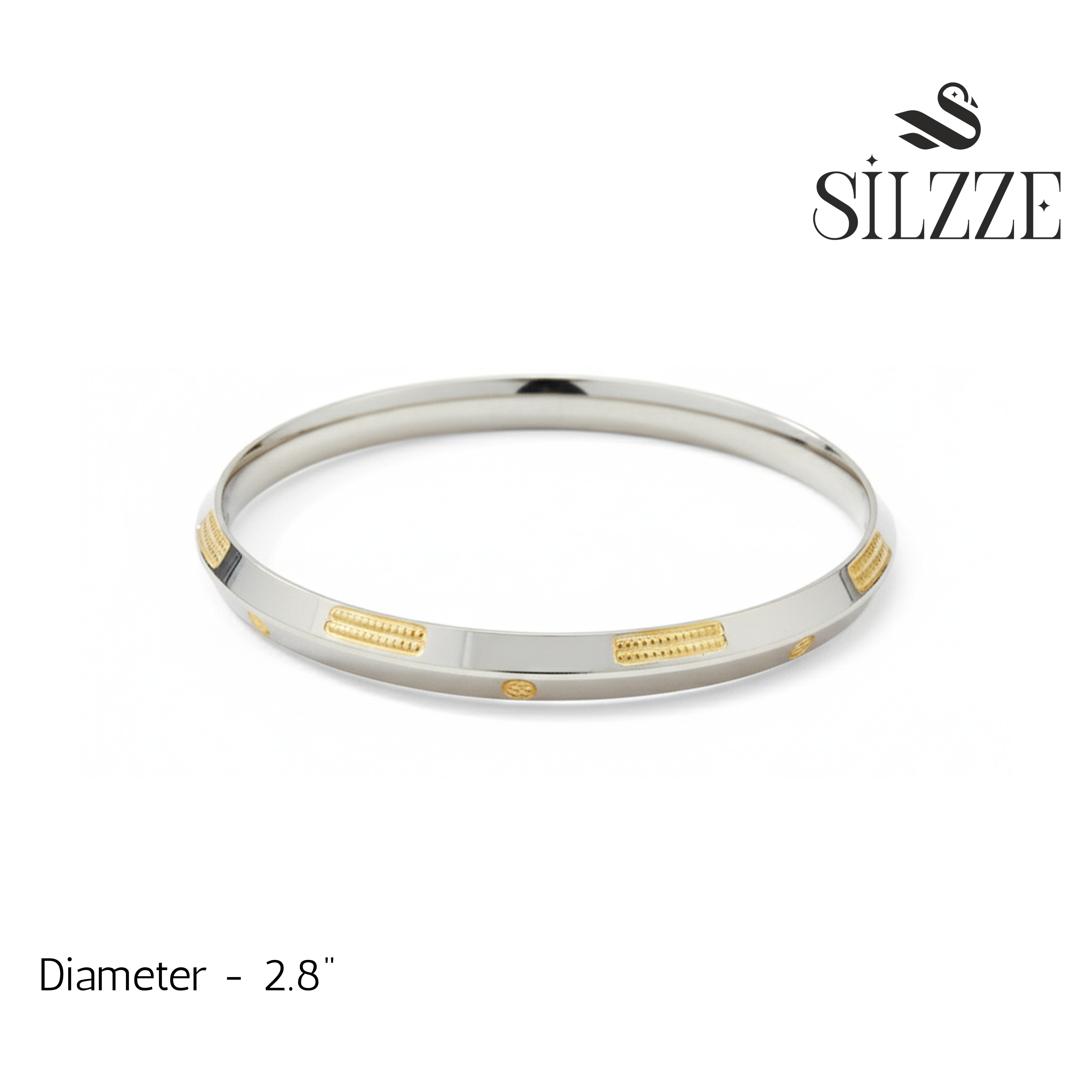 Premium Dual-Tone 925 Silver Kada with Gold Accents
