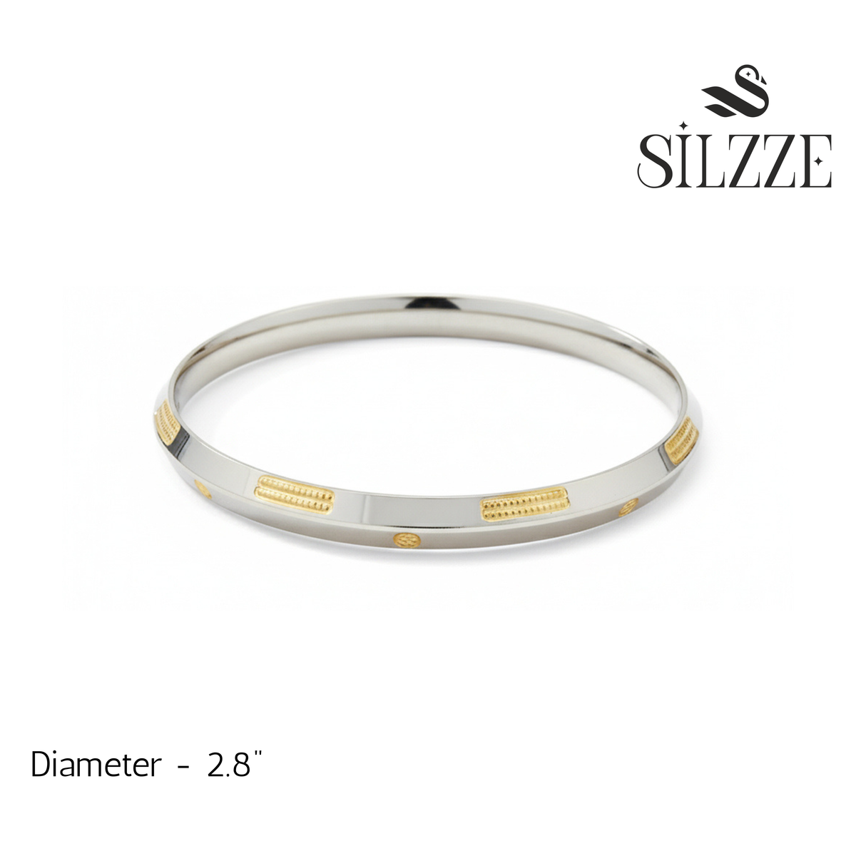 Premium Dual-Tone 925 Silver Kada with Gold Accents