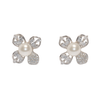 Silver Pearl with Floral Design Earrings