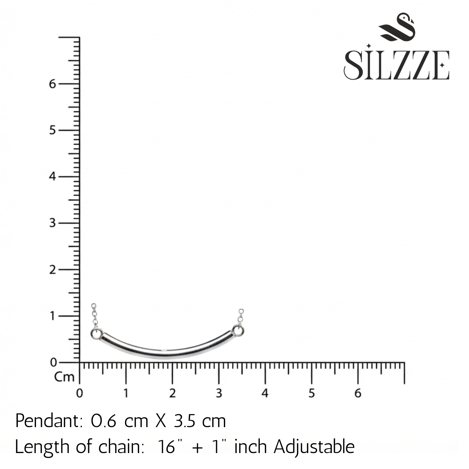 Silver Curved Bar Pendant