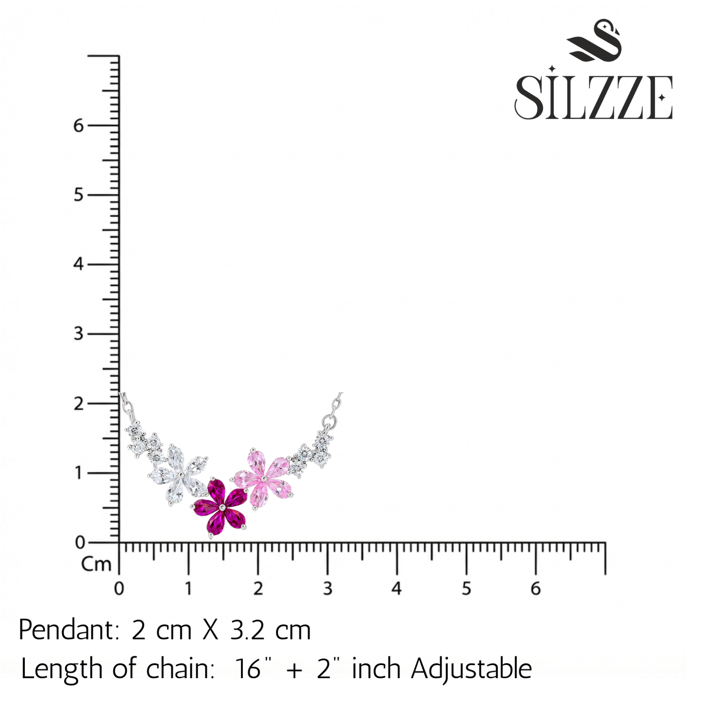 Silver Floral Charm Necklace Chain pendant