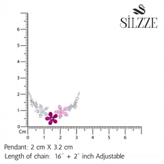 Silver Floral Charm Necklace Chain pendant