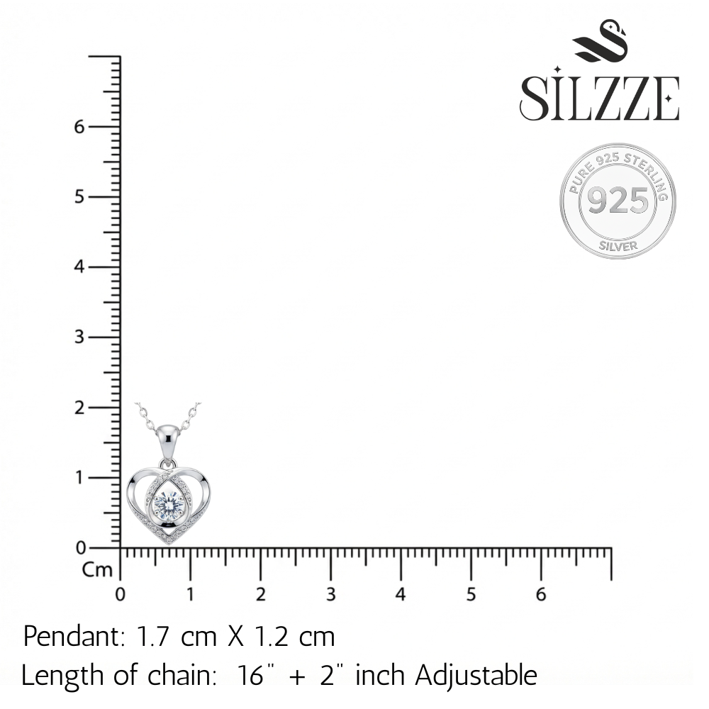 Silver Forever Love Dancing Heart Pendant