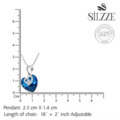 Silver Deep Blue Swan Heart Crystal Pendant
