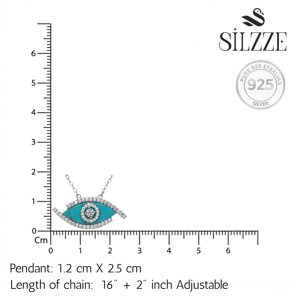 Silver Elegant Evil Eye Blue Pendant Necklace
