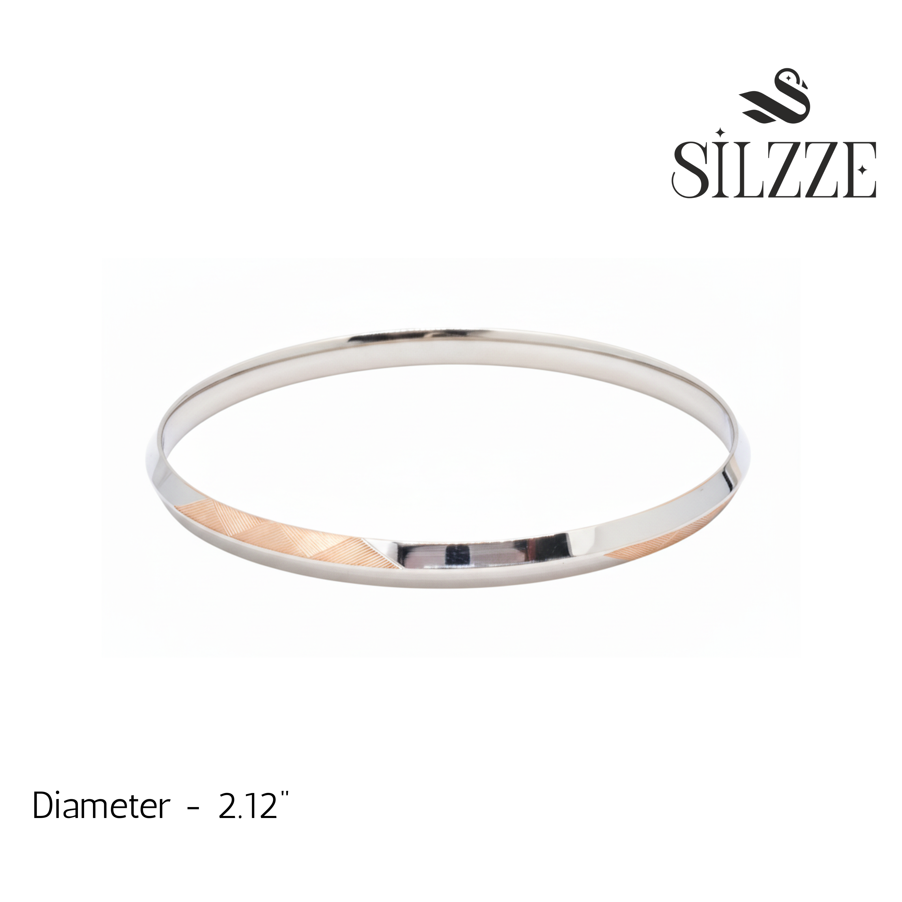 Silver Mens Rose gold dual tone Striped Bracelet