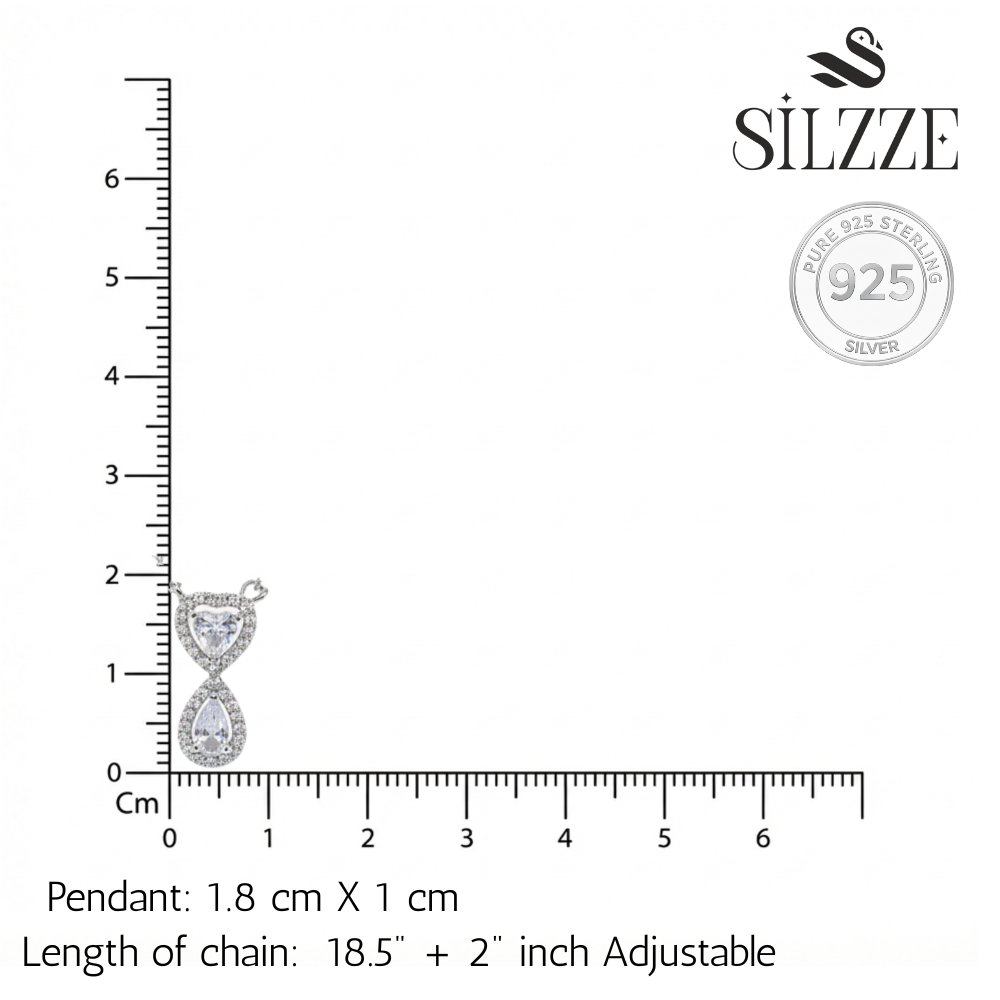 Silver Heart Drop CZ Necklace pendant for her