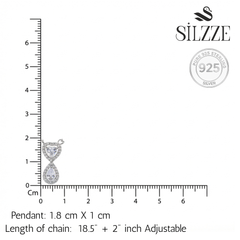 Silver Heart Drop CZ Necklace pendant for her