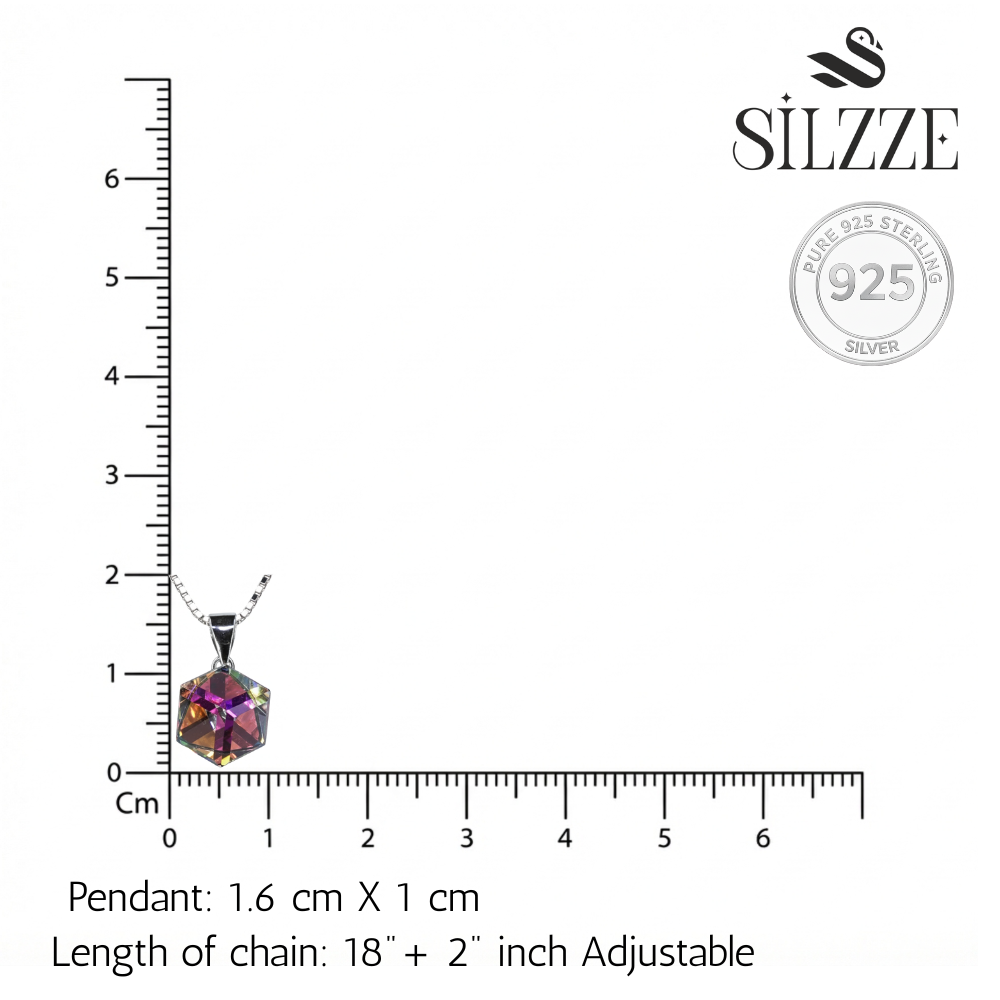 Silver Dichroic Cube Crystal Pendant