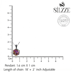 Silver Dichroic Cube Crystal Pendant