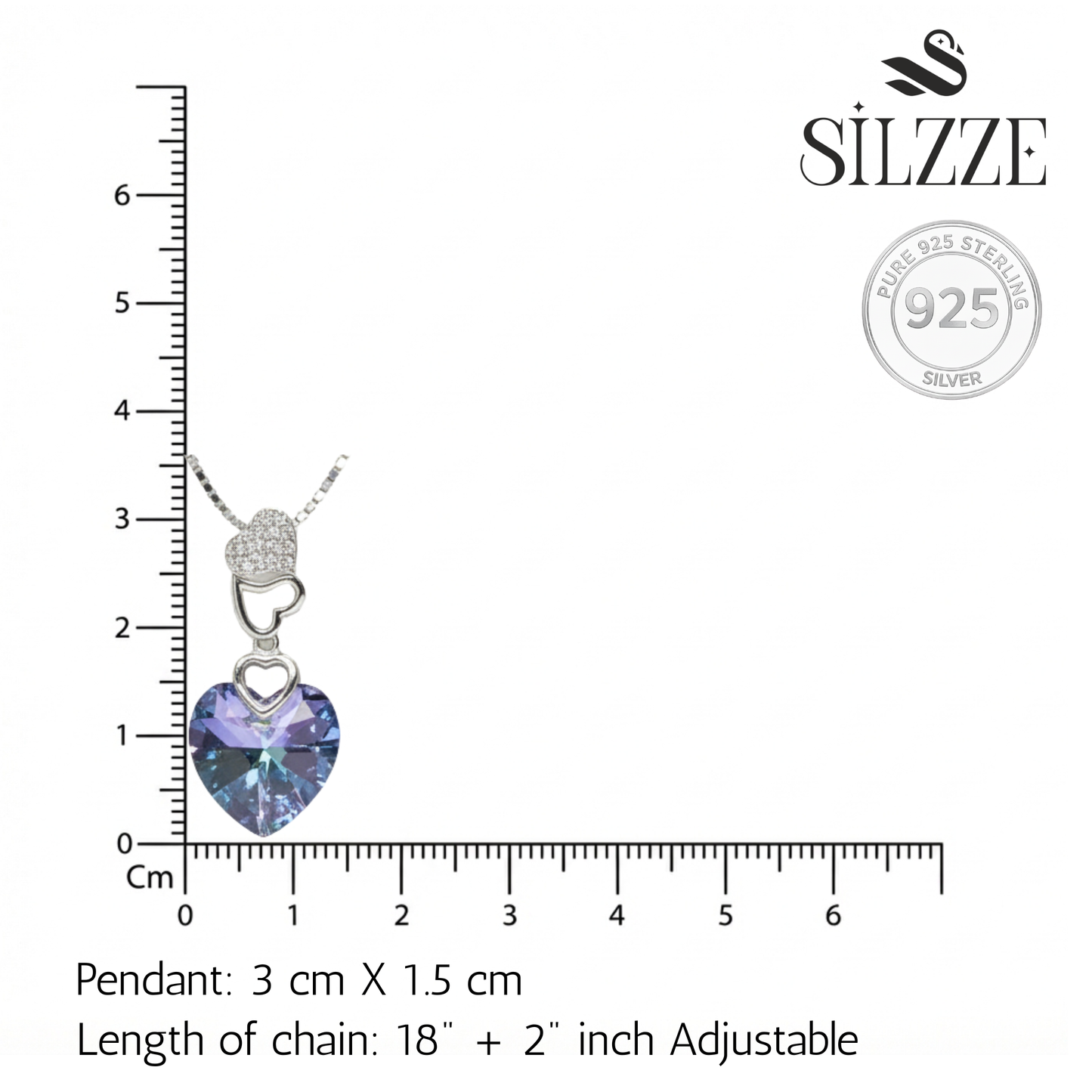 Silver Intertwined Hearts Mystic Crystal Necklace