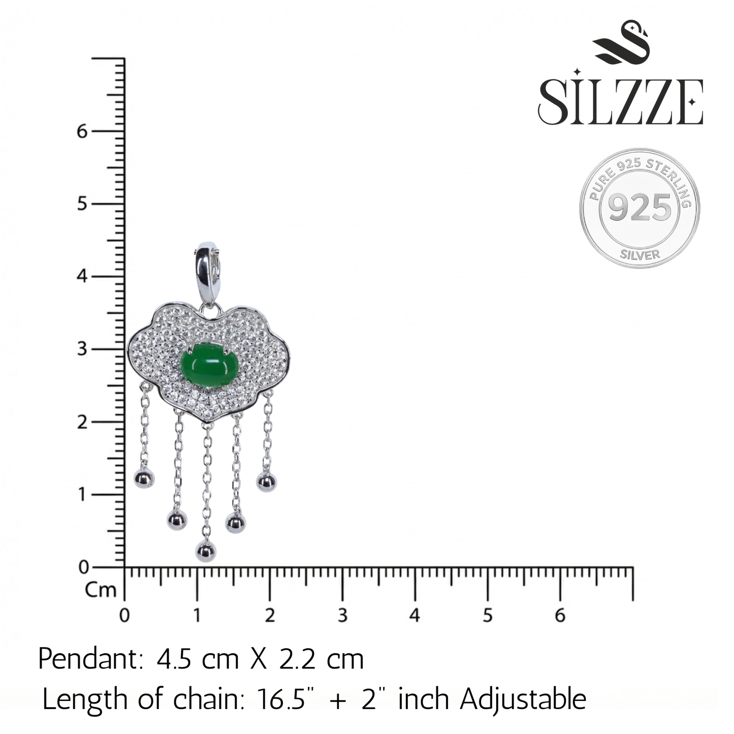 Silver Omega Chain Cloud Pendant