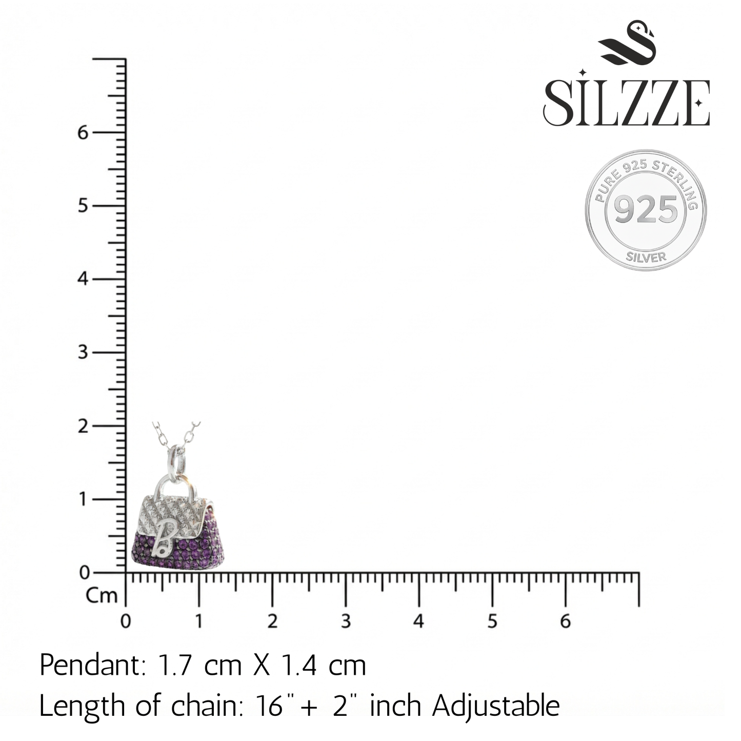 Silver Purple Handbag Charm Pendant