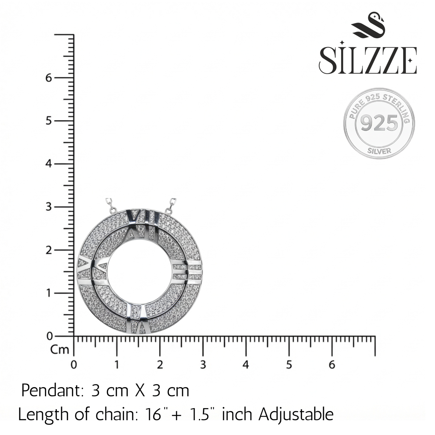 Silver Roman Numeral Rink Pendant