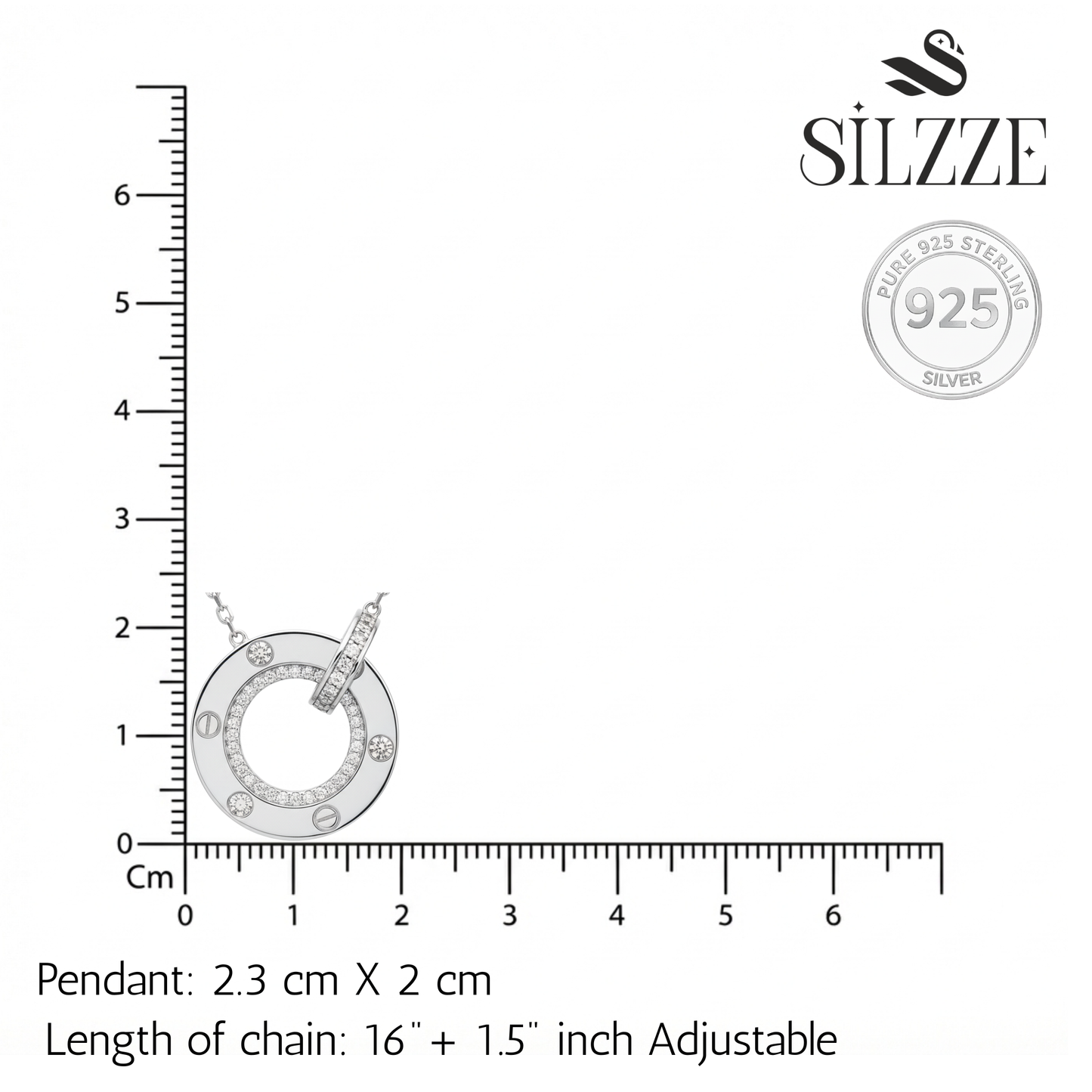 Silver Screw Detail Circle Pendant