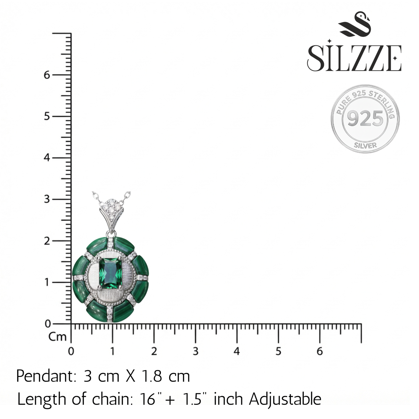 Silver Exquisite Malachite Green Pendant