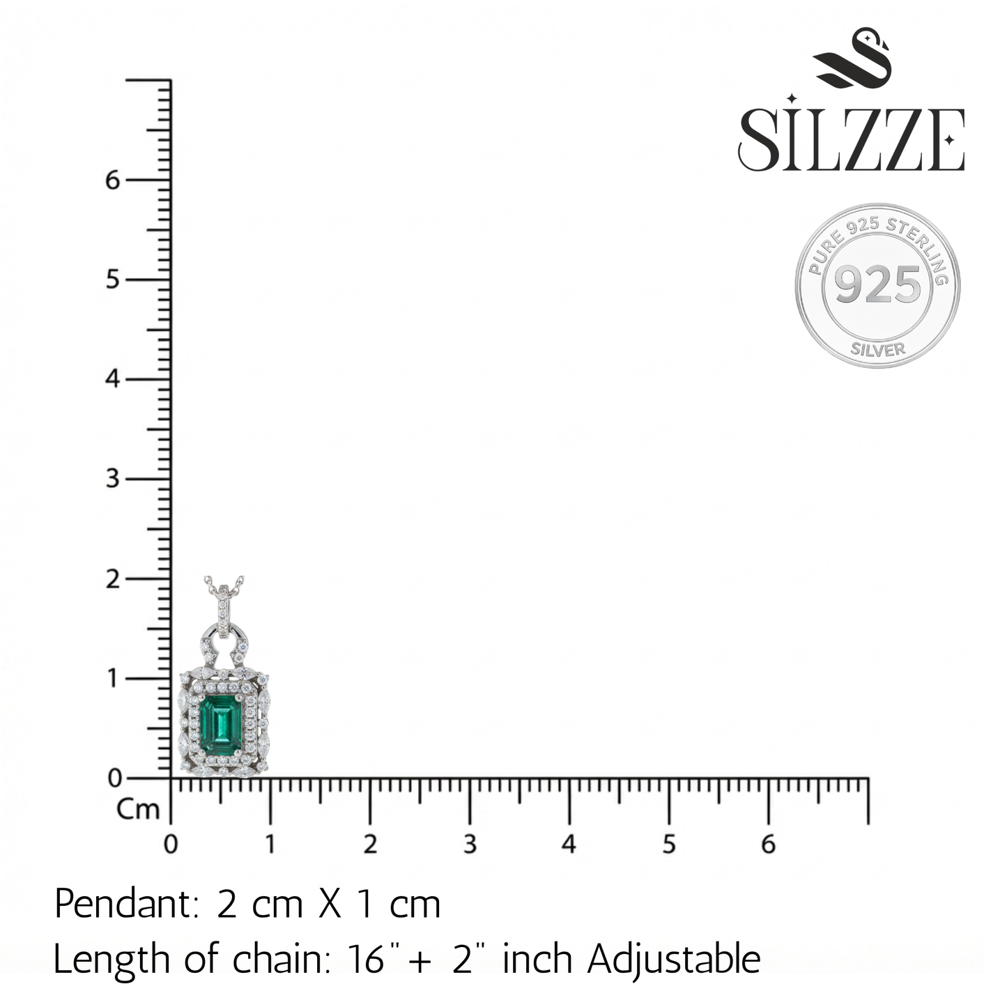 Silver Fiery Halo Green Pendant