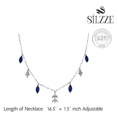 Silver Lively Blue Marquise Necklace