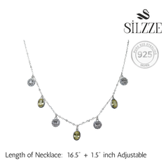 Silver Sparkling Citrine and Halo Drop Necklace