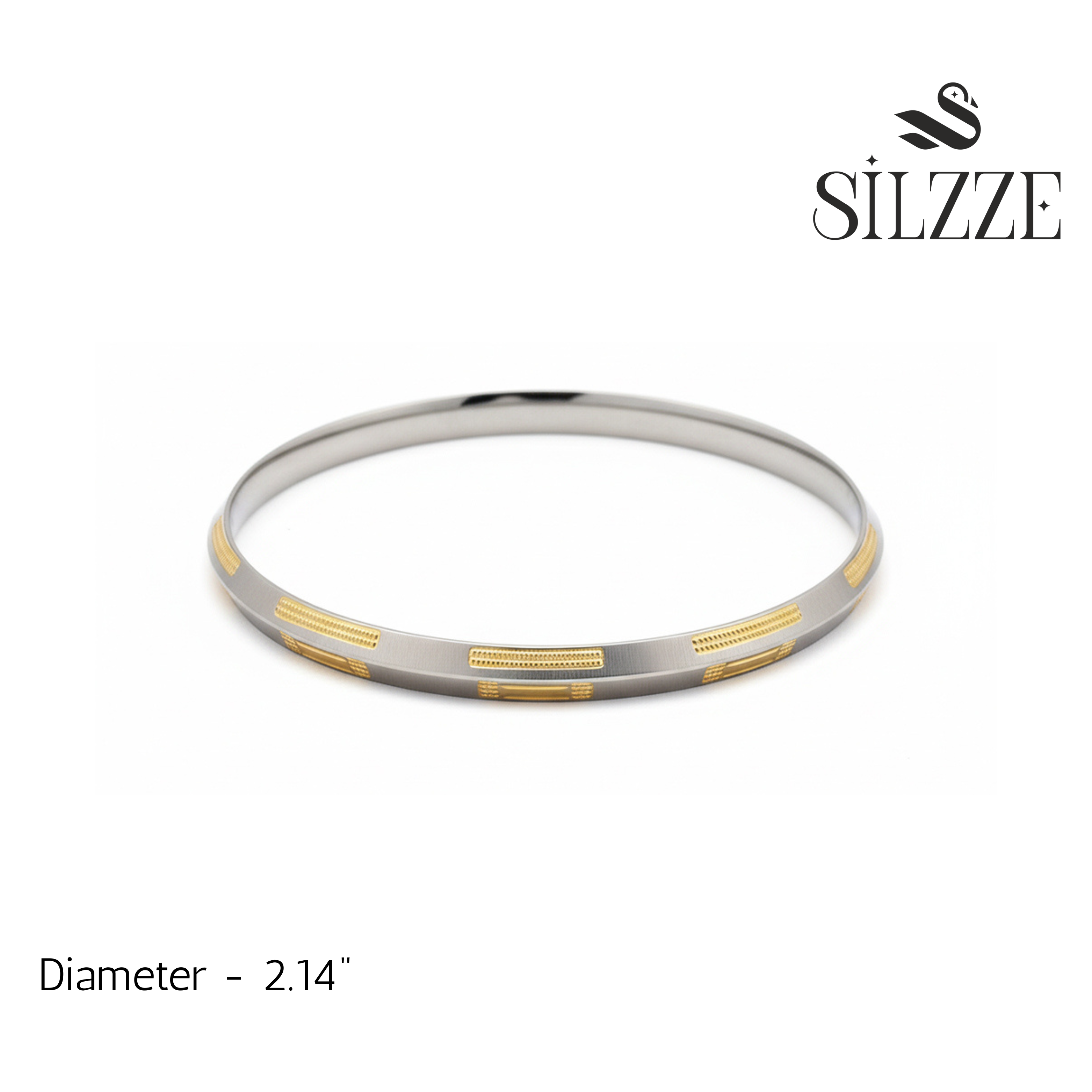 Silver Gold polish Parallel lines Mens Bracelet (kada) for him