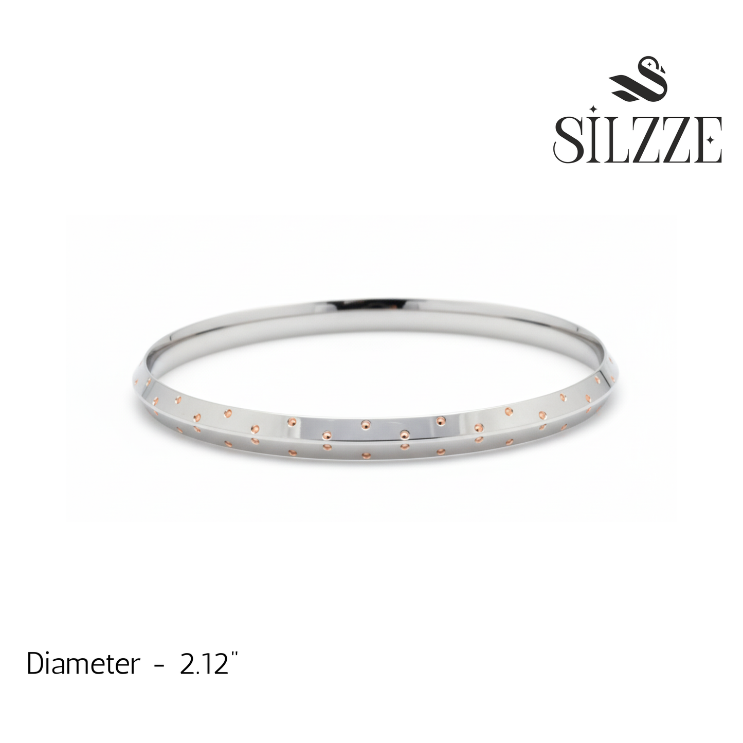 Silver Architect Rose gold Dots Mens bracelet (Kada) for him