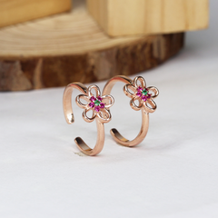 Rose Gold Bloom Flower Toe Ring