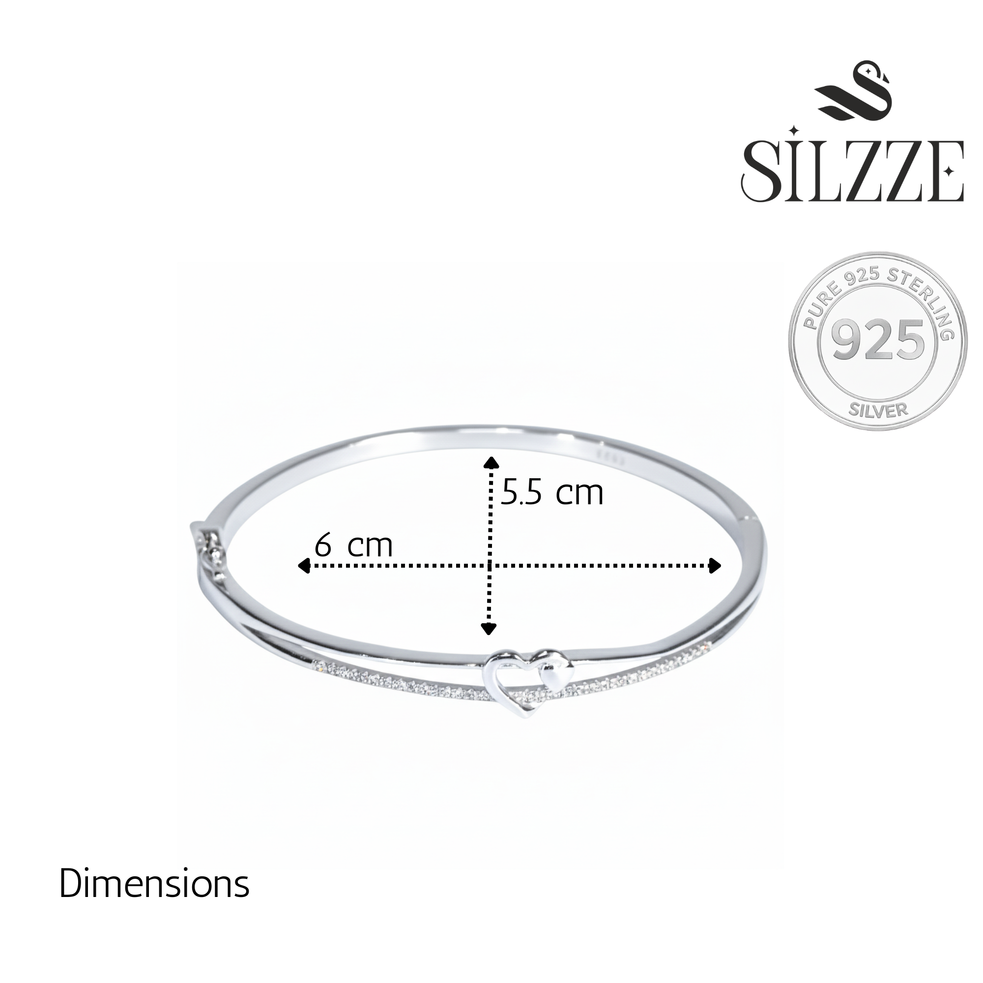 Silver Heart-in-Heart Bracelet for her