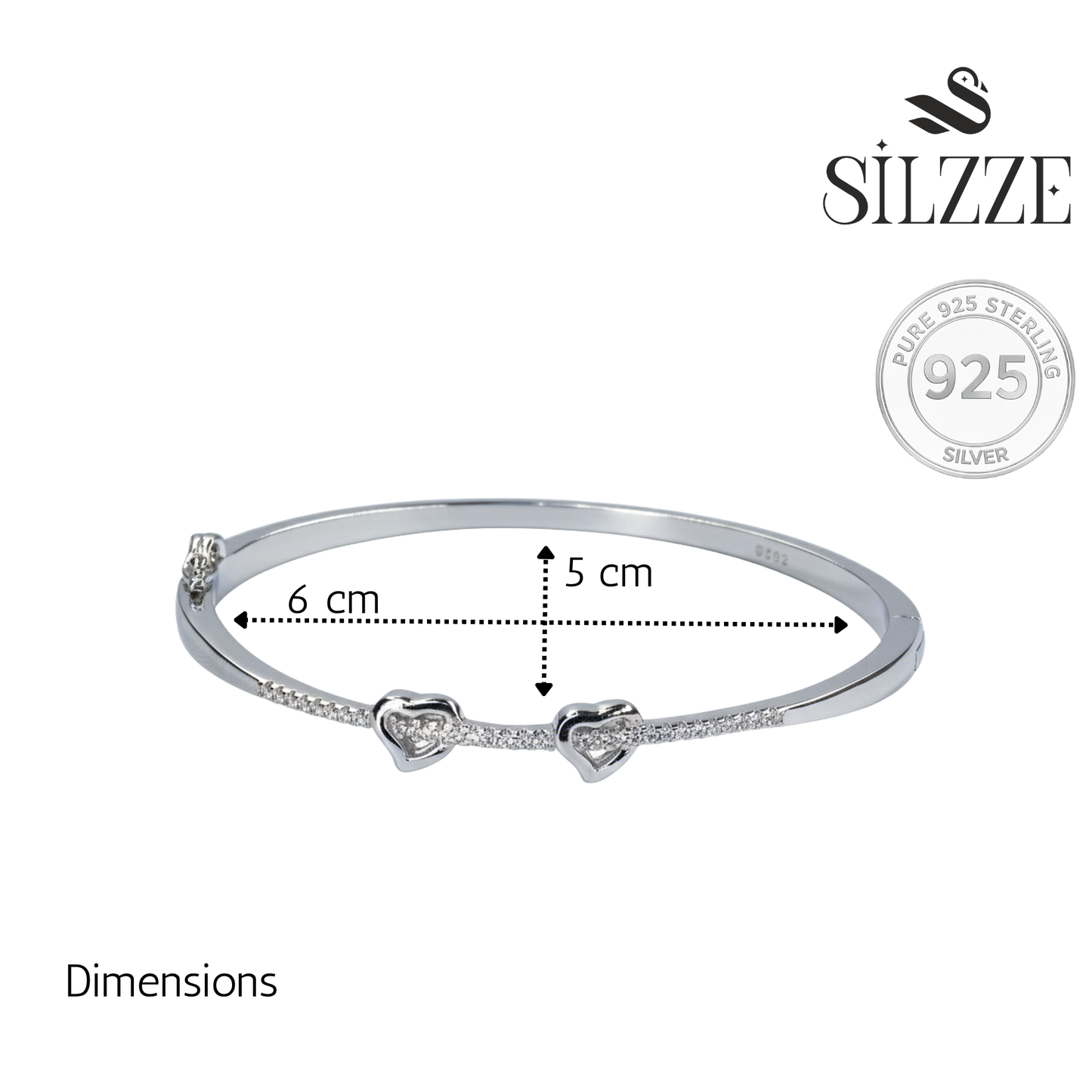Silver Connecting Hearts Diamond Accent Bracelet