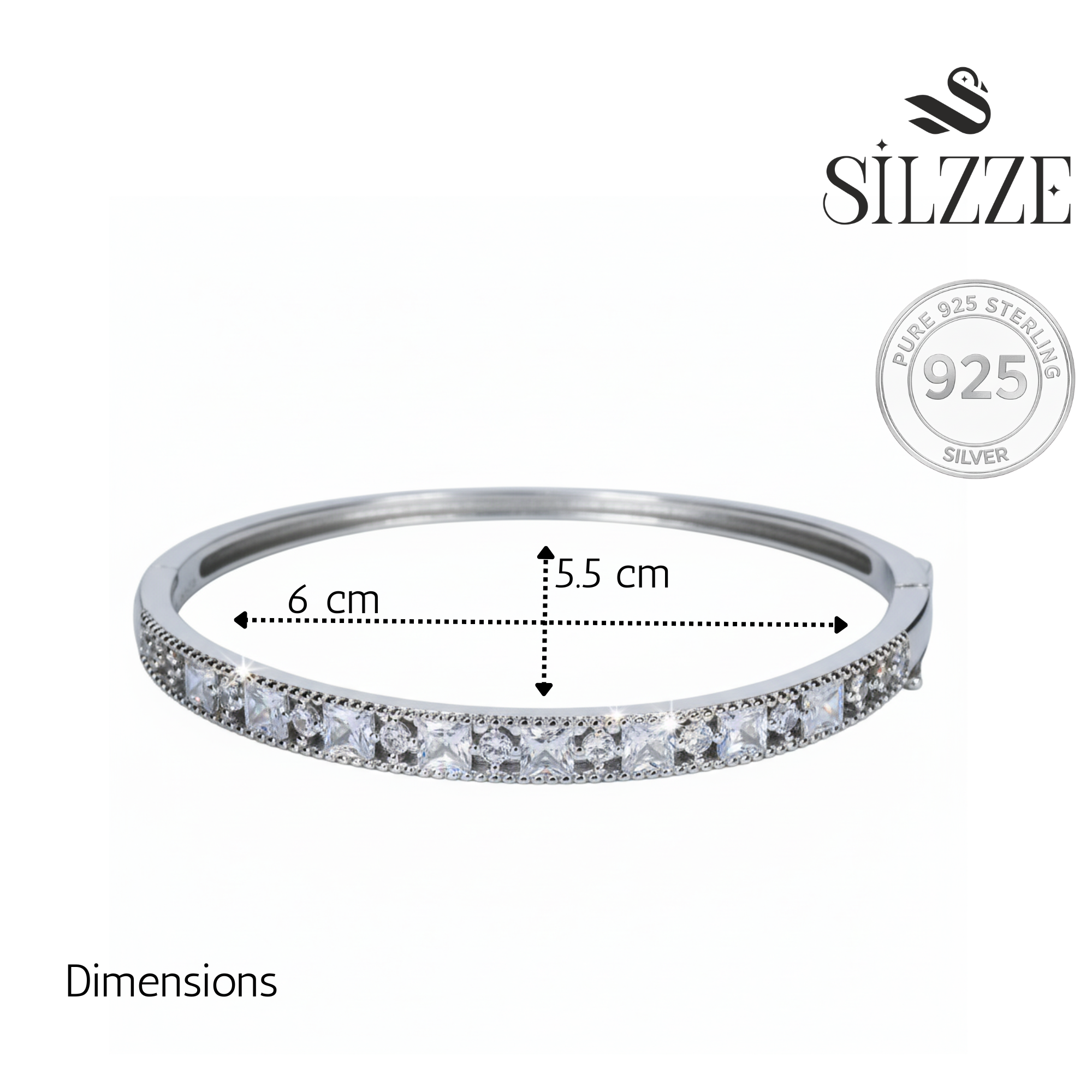 Silver Princess Cut Halo Bracelet For Her