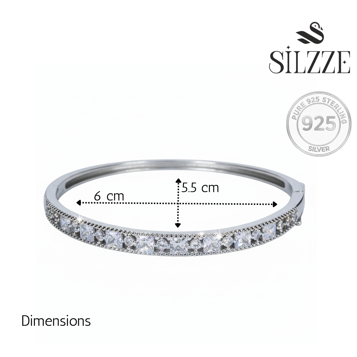 Silver Princess Cut Halo Bracelet For Her