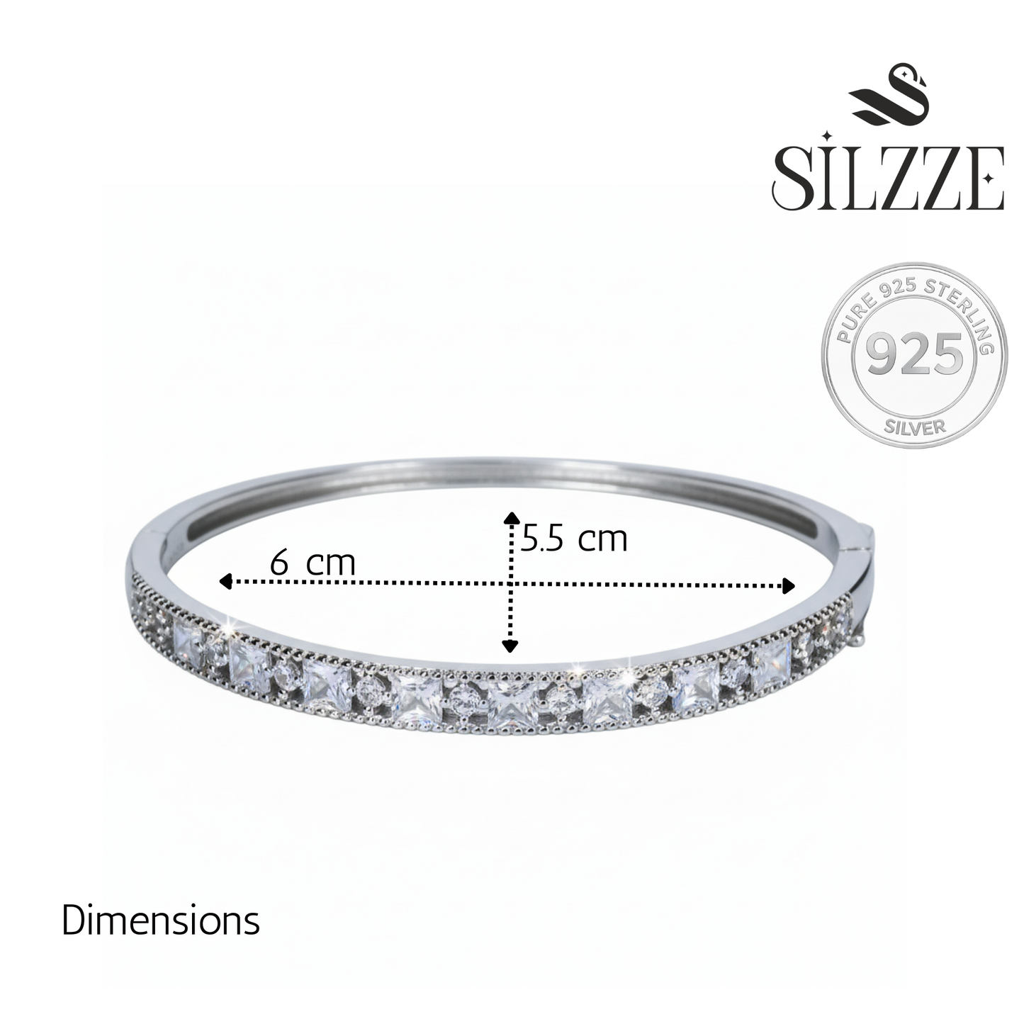 Silver Princess Cut Halo Bracelet For Her