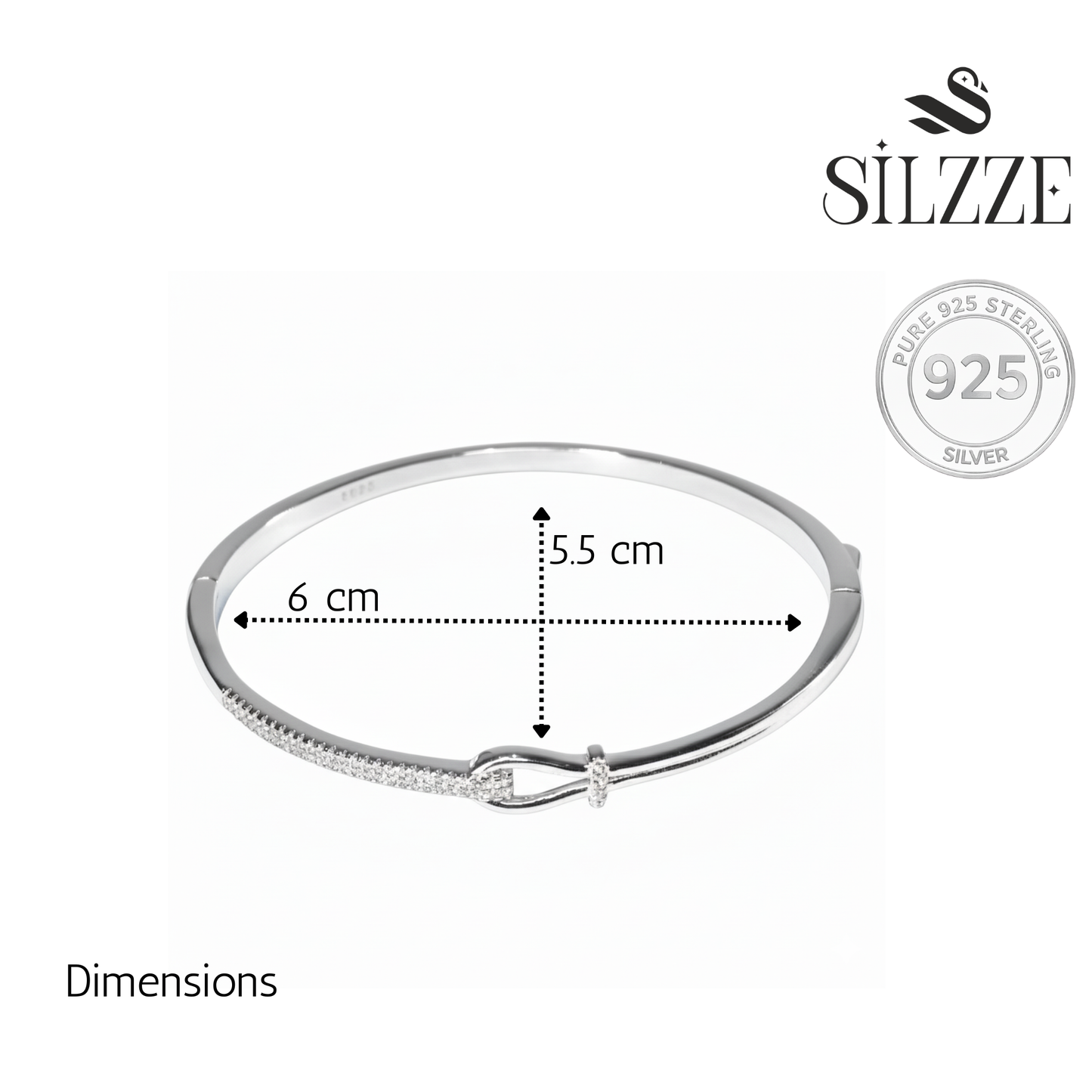 Silver Chic Pave Nautical Hook Bracelet For Her