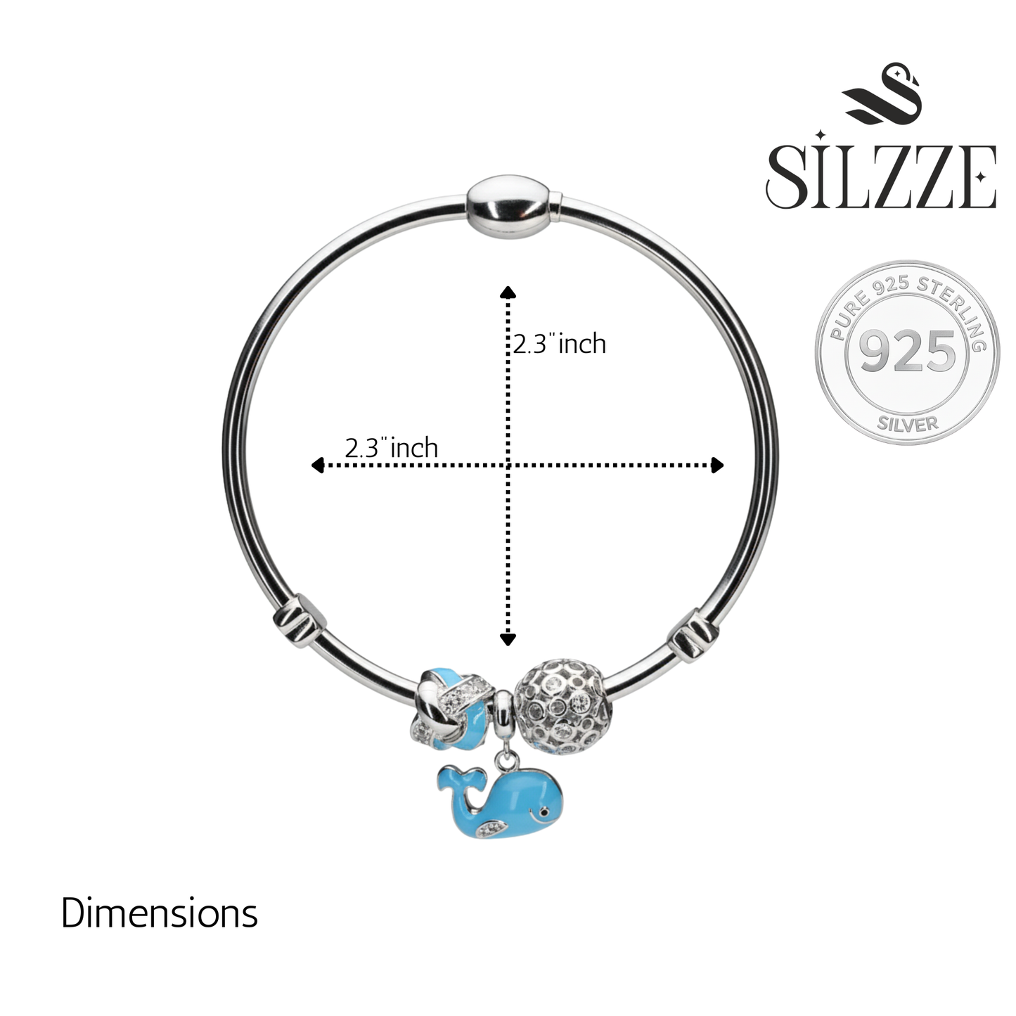 Silver Whimsical Whale Charm Bracelet