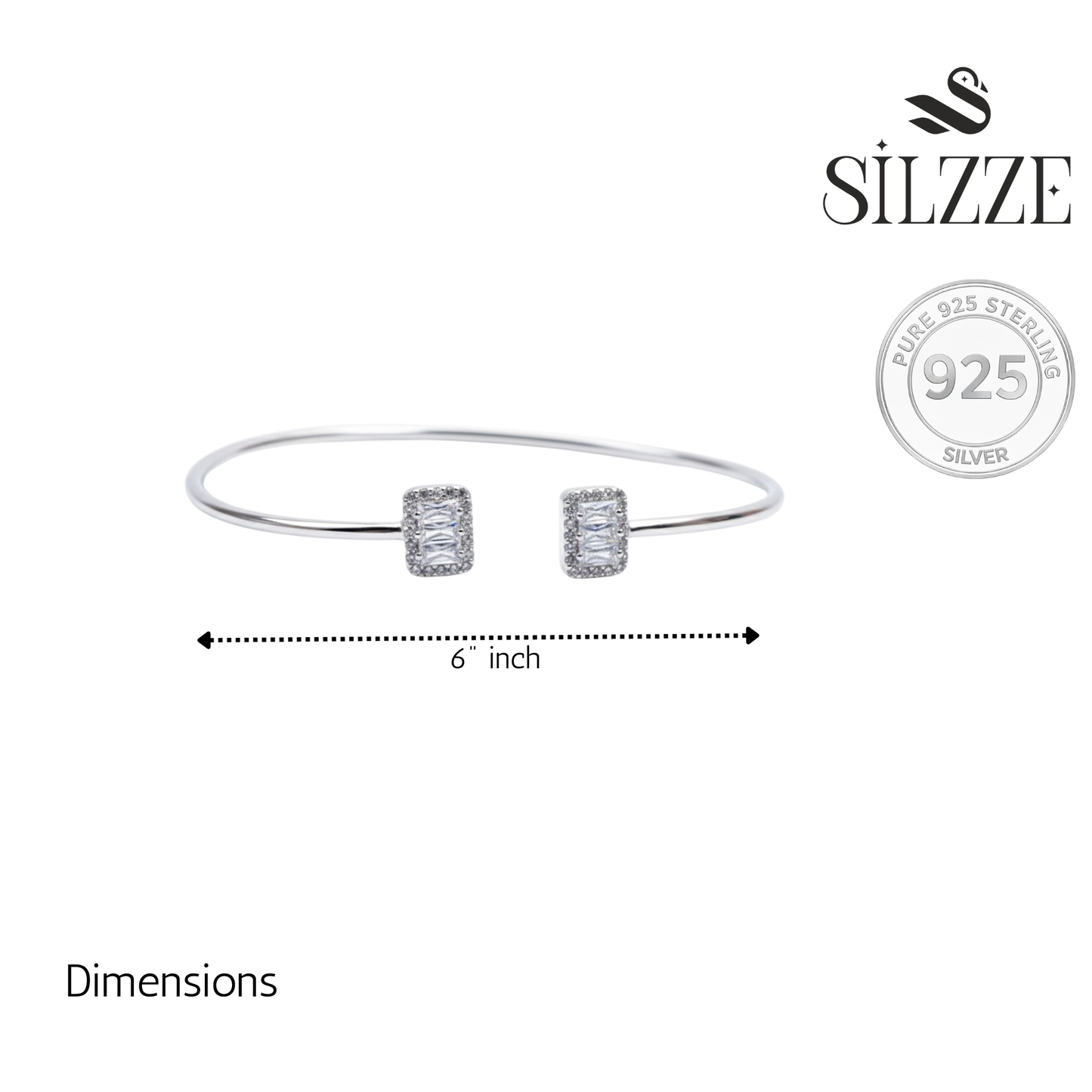 Silver White Baguette Cut Zircona Bracelet