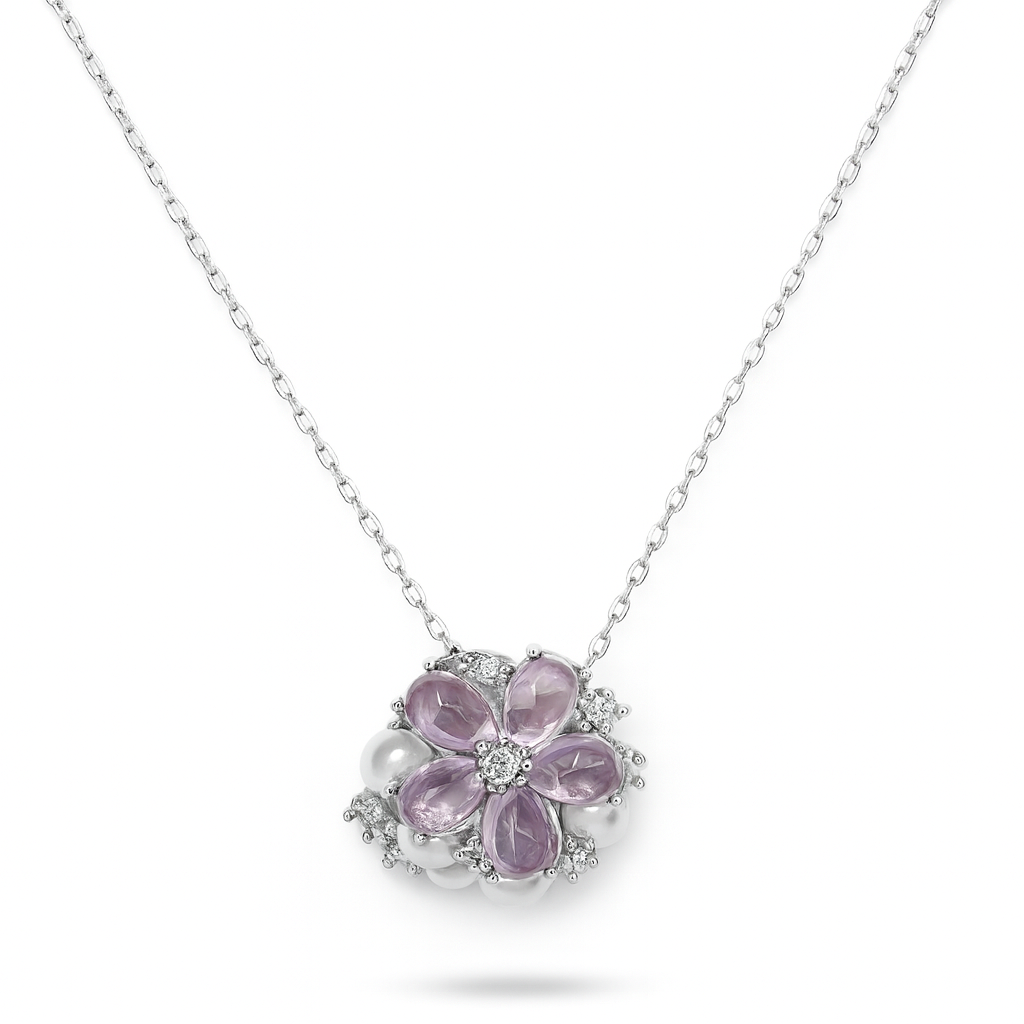 Silver Enchanting Lavender Pendant Set