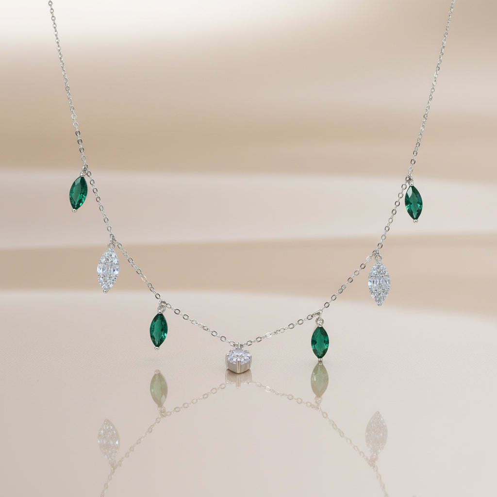 Silver Cascade Marquise Necklace For Her