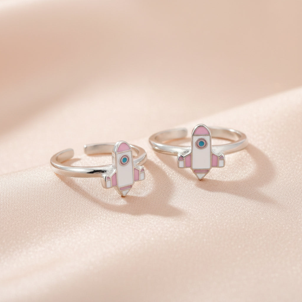 Silver Adventure Space Rocket Toe Ring