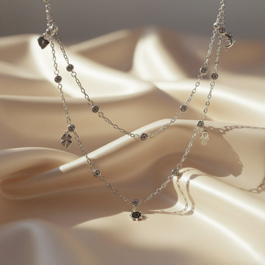 Silver Double Layered Delicate Necklace
