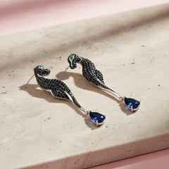 Silver Prowler Panther Earrings