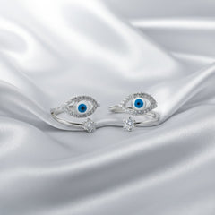 Silver Evil Eye & CZ Solitaire Toe Ring