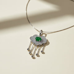 Silver Omega Chain Cloud Pendant