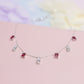 Silver Ruby Red Charms Necklace