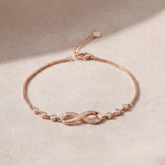 Silver Rose gold Infinity Fancy Chain Bracelet For her
