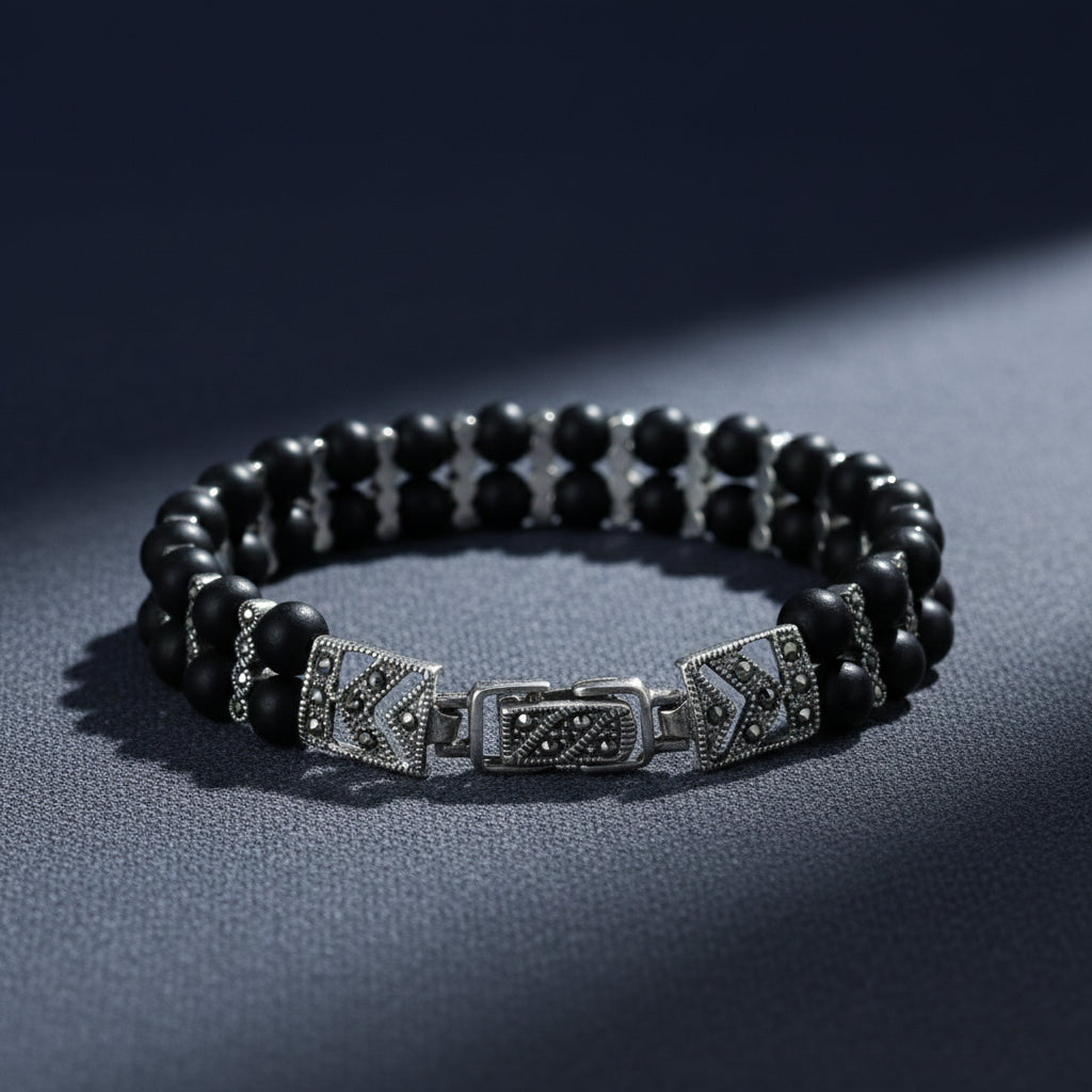 Vintage Double Row Tulsi Bracelet for Him