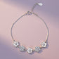 Silver Cute Flower Design Chain Bracelet With MOP & CZ Diamonds