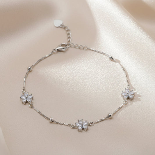 Silver Sparkling Snow Flake Charm Bracelet