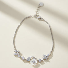Silver Cute Whimsical Flower and Butterfly Bracelet for her