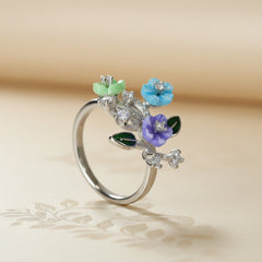 Silver floral Bouquet Ring for her