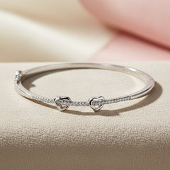 Silver Connecting Hearts Diamond Accent Bracelet